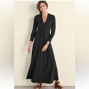 Soft Surroundings Lagia Maxi Dress Women Black Front Twist